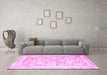 Machine Washable Persian Pink Traditional Rug in a Living Room, wshtr2090pnk