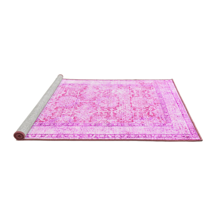 Sideview of Machine Washable Persian Pink Traditional Rug, wshtr2090pnk