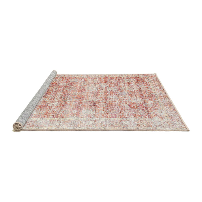Sideview of Machine Washable Traditional Salmon Pink Rug, wshtr2091