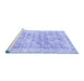 Sideview of Machine Washable Persian Blue Traditional Rug, wshtr2091blu