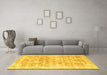 Machine Washable Persian Yellow Traditional Rug in a Living Room, wshtr2091yw