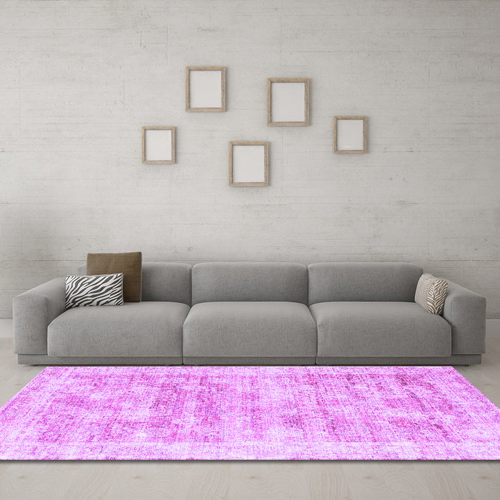 Machine Washable Persian Purple Traditional Area Rugs in a Living Room, wshtr2091pur