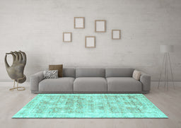 Machine Washable Persian Turquoise Traditional Area Rugs in a Living Room,, wshtr2091turq