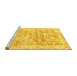 Sideview of Machine Washable Persian Yellow Traditional Rug, wshtr2091yw