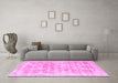 Machine Washable Persian Pink Traditional Rug in a Living Room, wshtr2091pnk