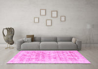 Machine Washable Persian Pink Traditional Rug, wshtr2091pnk