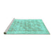 Sideview of Machine Washable Persian Turquoise Traditional Area Rugs, wshtr2091turq