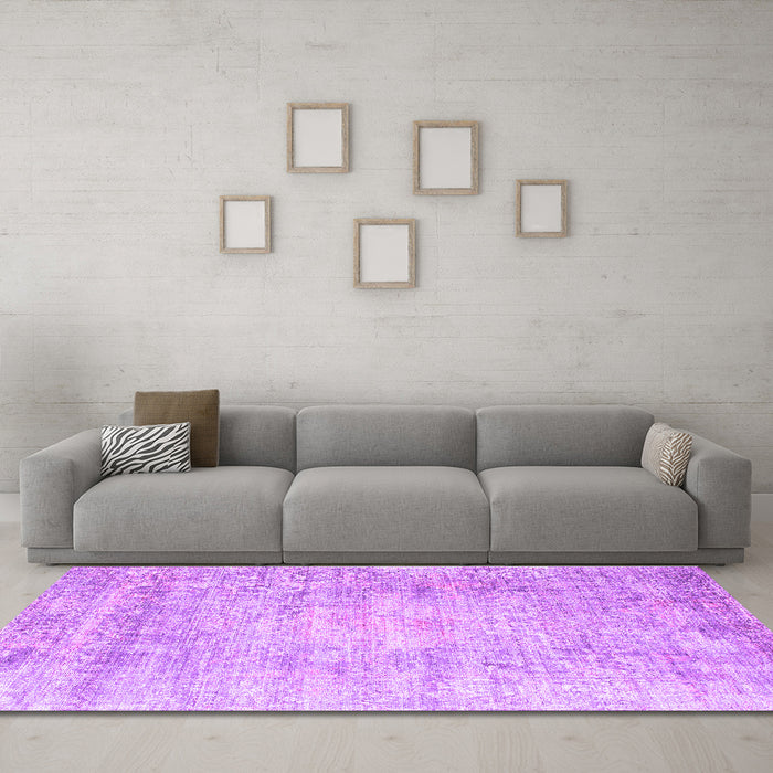 Machine Washable Persian Purple Traditional Area Rugs in a Living Room, wshtr2092pur