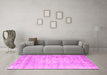 Machine Washable Persian Pink Traditional Rug in a Living Room, wshtr2092pnk