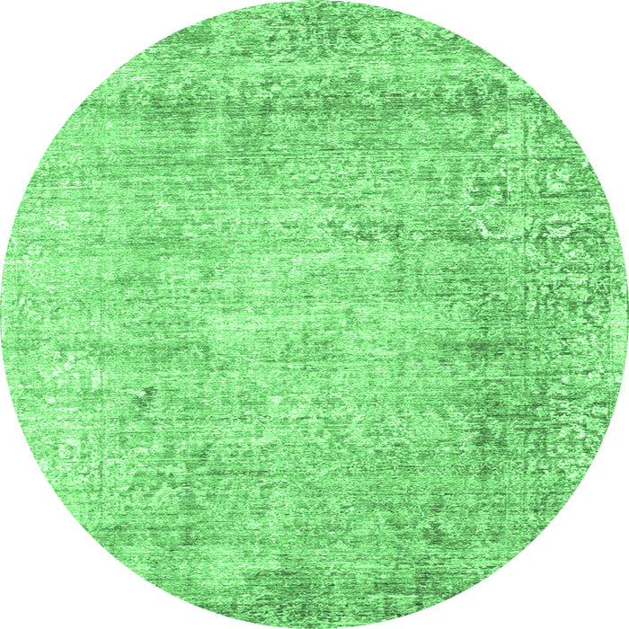 Round Machine Washable Persian Emerald Green Traditional Area Rugs, wshtr2092emgrn