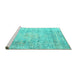 Sideview of Machine Washable Persian Turquoise Traditional Area Rugs, wshtr2092turq