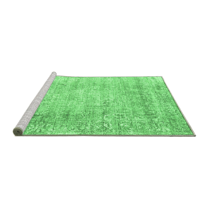 Sideview of Machine Washable Persian Emerald Green Traditional Area Rugs, wshtr2092emgrn