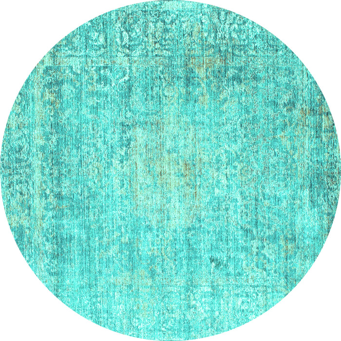 Round Persian Turquoise Traditional Rug, tr2092turq