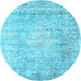 Round Persian Light Blue Traditional Rug, tr2092lblu