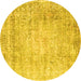 Round Persian Yellow Traditional Rug, tr2092yw