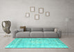 Machine Washable Persian Turquoise Traditional Area Rugs in a Living Room,, wshtr2092turq