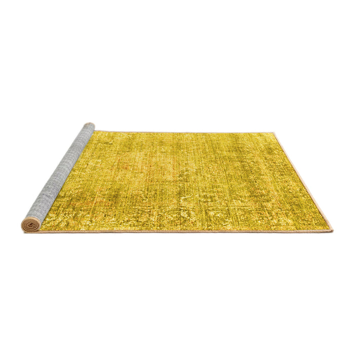 Sideview of Machine Washable Persian Yellow Traditional Rug, wshtr2092yw