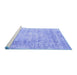 Sideview of Machine Washable Persian Blue Traditional Rug, wshtr2092blu