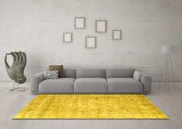 Machine Washable Persian Yellow Traditional Rug in a Living Room, wshtr2092yw