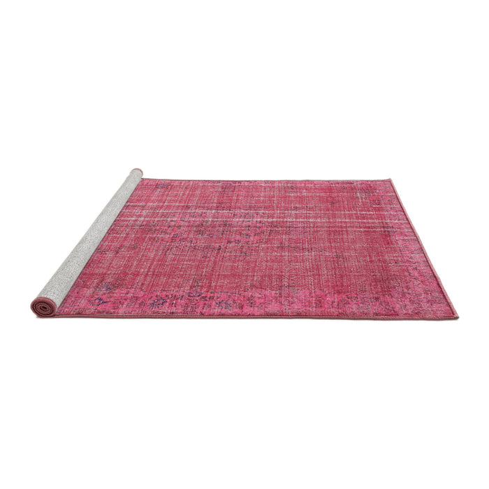 Sideview of Machine Washable Traditional Raspberry Red Rug, wshtr2093