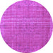 Round Machine Washable Persian Purple Bohemian Area Rugs, wshtr2093pur