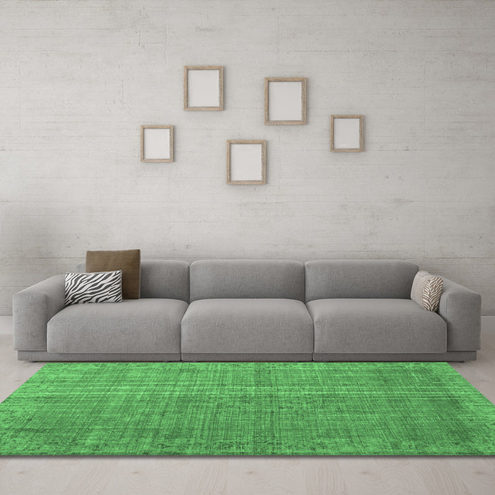 Machine Washable Persian Emerald Green Bohemian Area Rugs in a Living Room,, wshtr2093emgrn