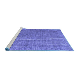 Sideview of Machine Washable Persian Blue Bohemian Rug, wshtr2093blu