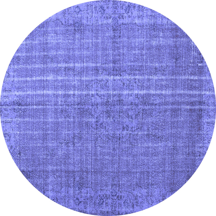 Round Machine Washable Persian Blue Bohemian Rug, wshtr2093blu