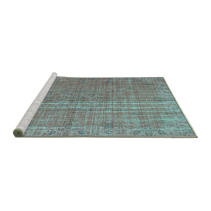 Sideview of Machine Washable Persian Turquoise Bohemian Area Rugs, wshtr2093turq