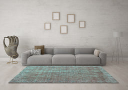Machine Washable Persian Turquoise Bohemian Area Rugs in a Living Room,, wshtr2093turq