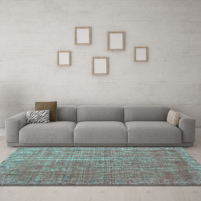 Machine Washable Persian Turquoise Bohemian Area Rugs in a Living Room,, wshtr2093turq