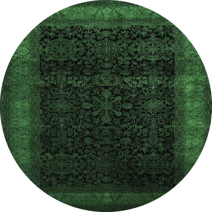 Round Persian Emerald Green Traditional Rug, tr2094emgrn