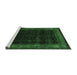 Sideview of Machine Washable Persian Emerald Green Traditional Area Rugs, wshtr2094emgrn