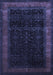 Machine Washable Persian Blue Traditional Rug, wshtr2094blu