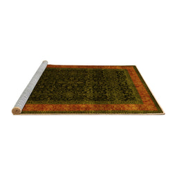 Sideview of Machine Washable Persian Yellow Traditional Rug, wshtr2094yw