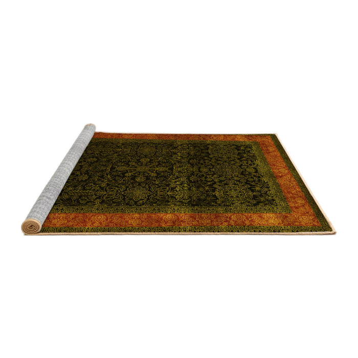 Sideview of Machine Washable Persian Yellow Traditional Rug, wshtr2094yw