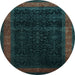 Round Machine Washable Persian Light Blue Traditional Rug, wshtr2094lblu