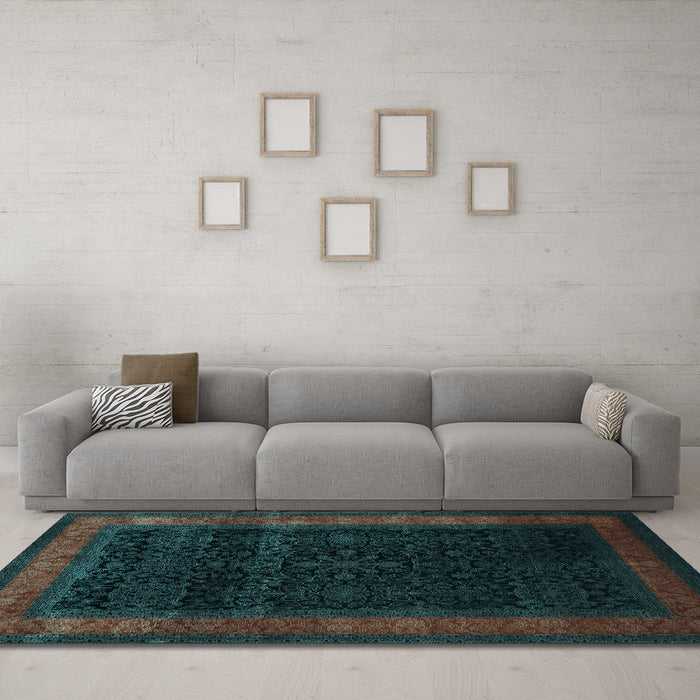 Machine Washable Persian Light Blue Traditional Rug in a Living Room, wshtr2094lblu