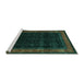 Sideview of Machine Washable Persian Turquoise Traditional Area Rugs, wshtr2094turq