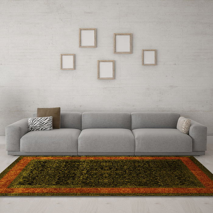 Machine Washable Persian Yellow Traditional Rug in a Living Room, wshtr2094yw