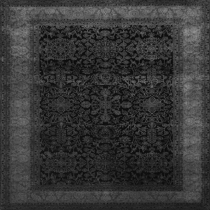 Round Machine Washable Persian Gray Traditional Rug, wshtr2094gry