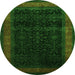 Square Persian Green Traditional Rug, tr2094grn