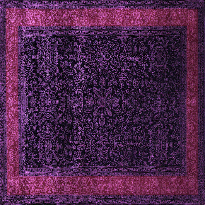 Square Machine Washable Persian Purple Traditional Area Rugs, wshtr2094pur