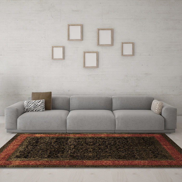Machine Washable Persian Brown Traditional Rug in a Living Room,, wshtr2094brn