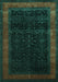 Machine Washable Persian Turquoise Traditional Area Rugs, wshtr2094turq