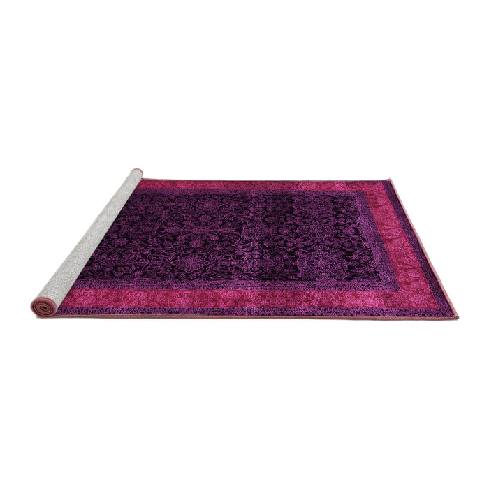 Sideview of Machine Washable Persian Pink Traditional Rug, wshtr2094pnk