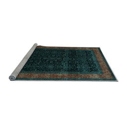 Sideview of Machine Washable Persian Light Blue Traditional Rug, wshtr2094lblu