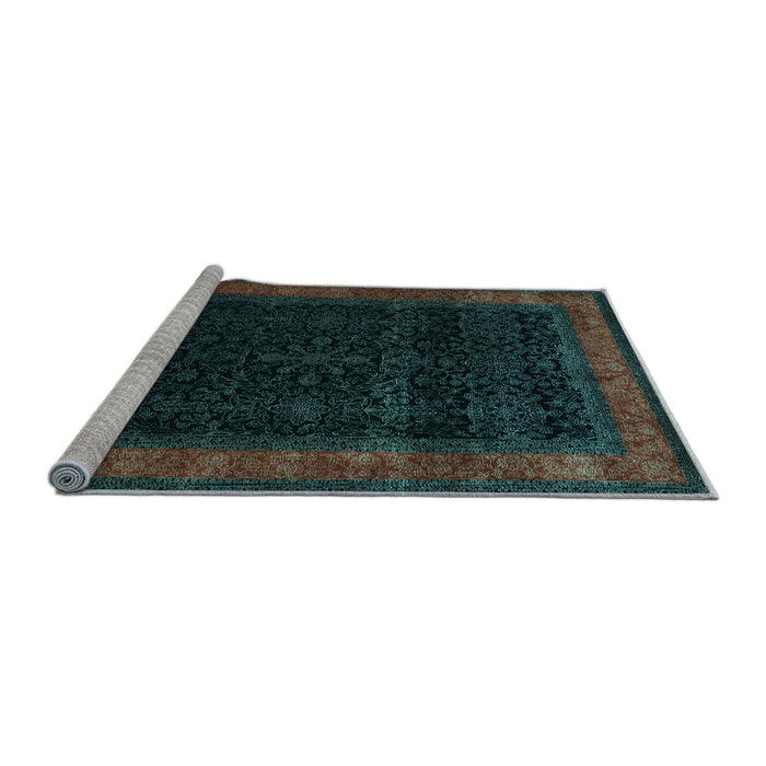 Sideview of Machine Washable Persian Light Blue Traditional Rug, wshtr2094lblu