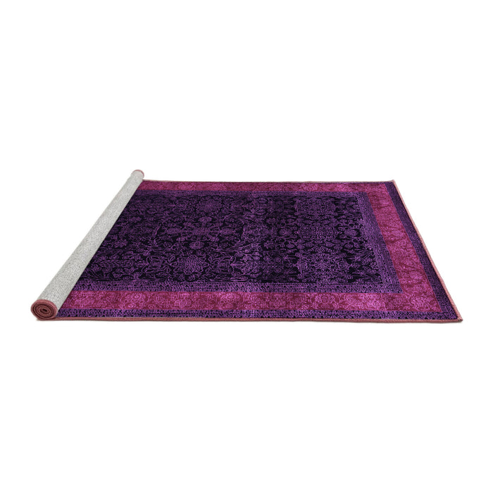 Sideview of Machine Washable Persian Purple Traditional Area Rugs, wshtr2094pur