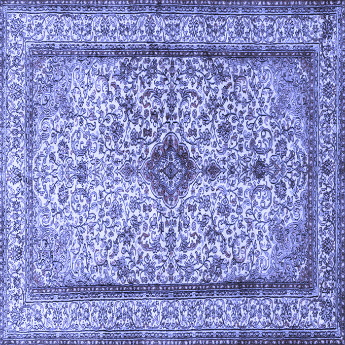 Square Machine Washable Persian Blue Traditional Rug, wshtr2095blu